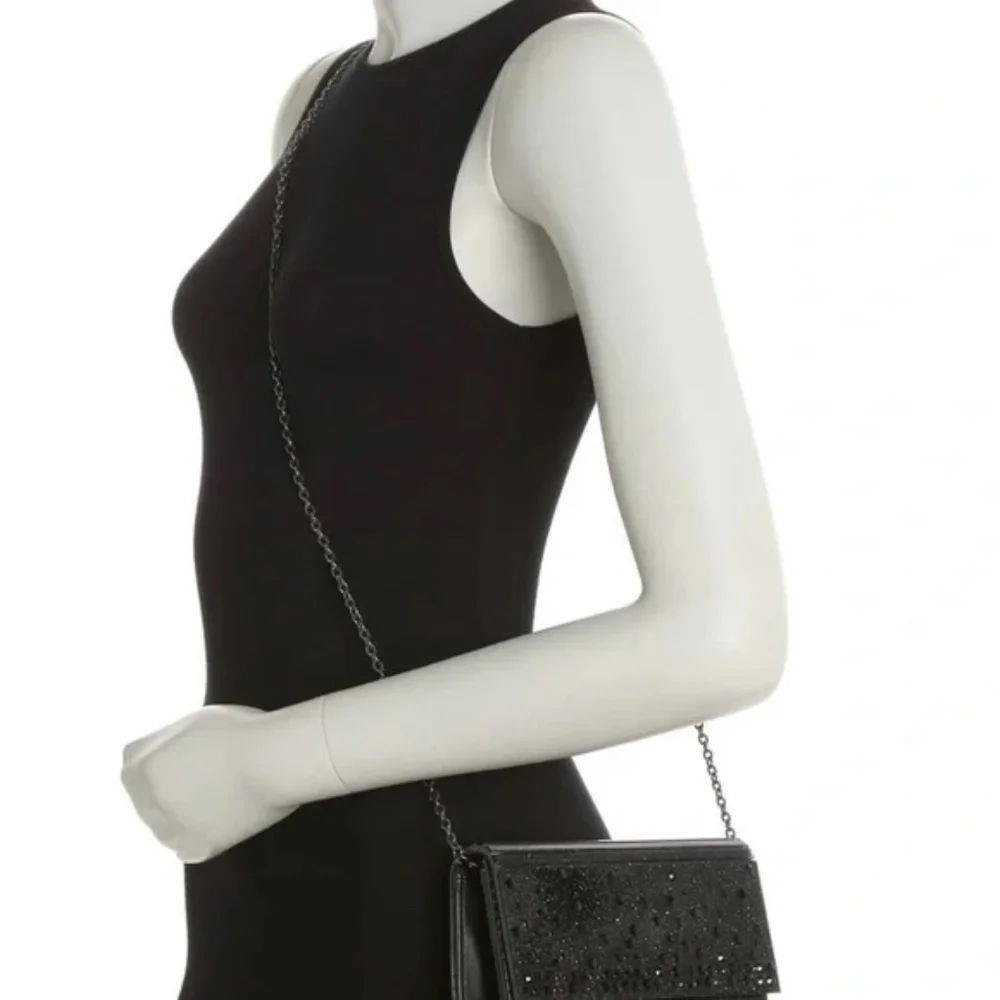 NWT Party Crystal Envelope Clutch Kurt Geiger London Black w/ Chain - Picture 8 of 10